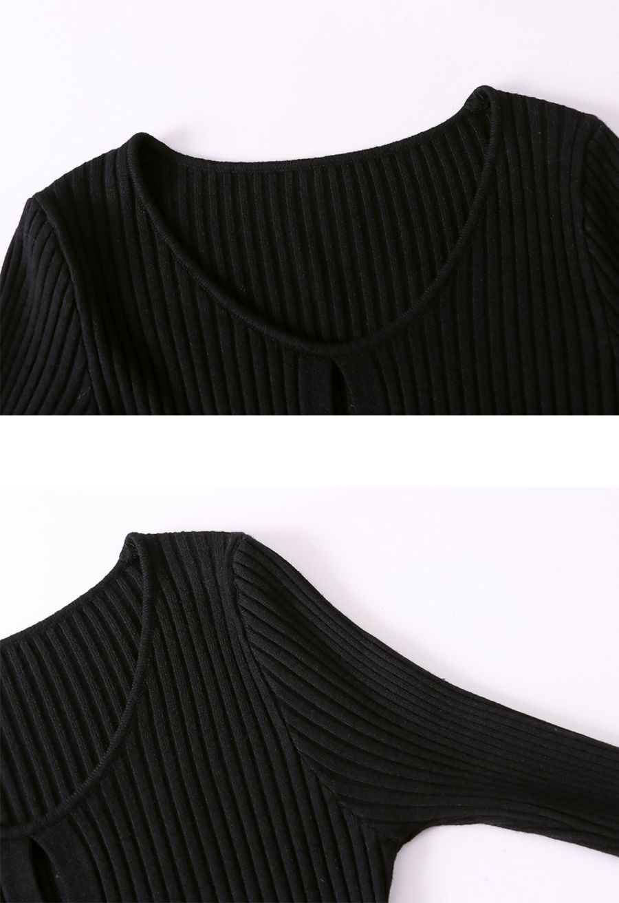 Fit-and-Flare Pleated Knit Mini Dress
