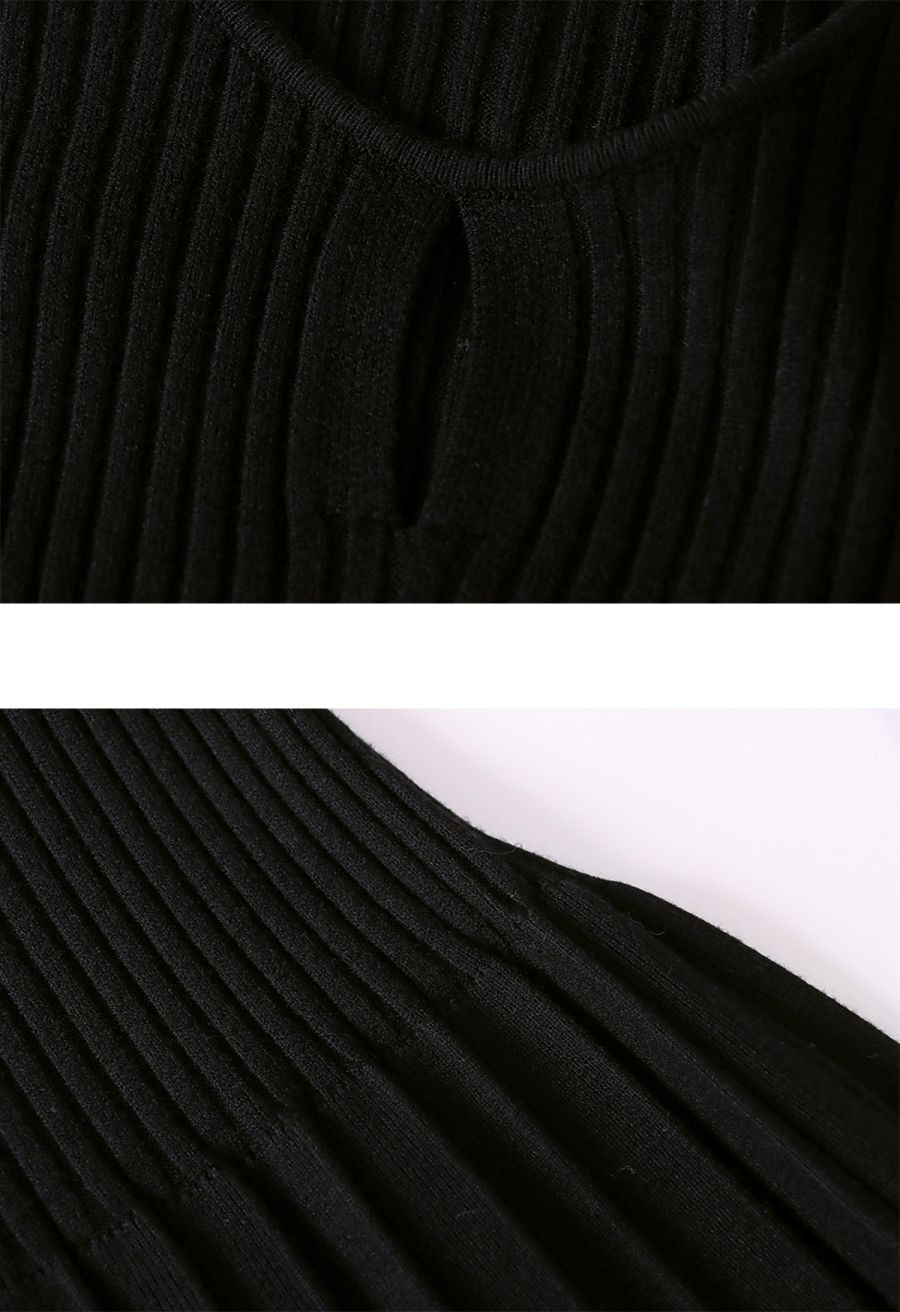 Fit-and-Flare Pleated Knit Mini Dress
