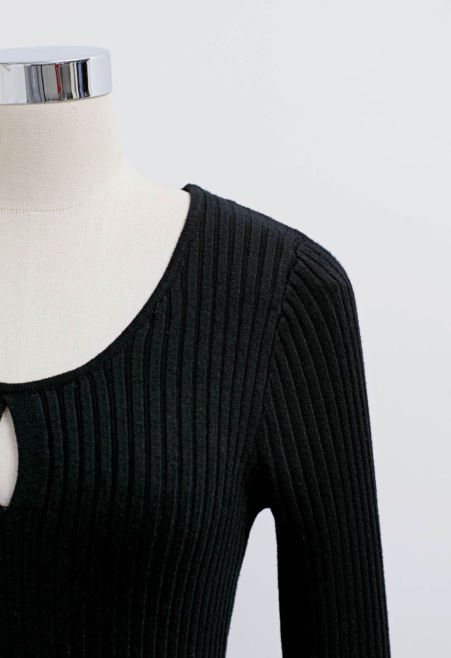 Fit-and-Flare Pleated Knit Mini Dress