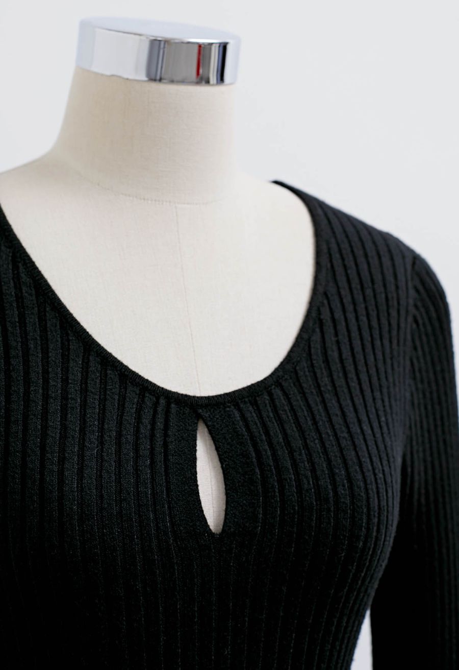 Fit-and-Flare Pleated Knit Mini Dress