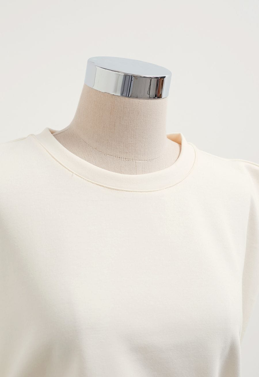 Buttoned Ruched Sleeveless Top in Ivory