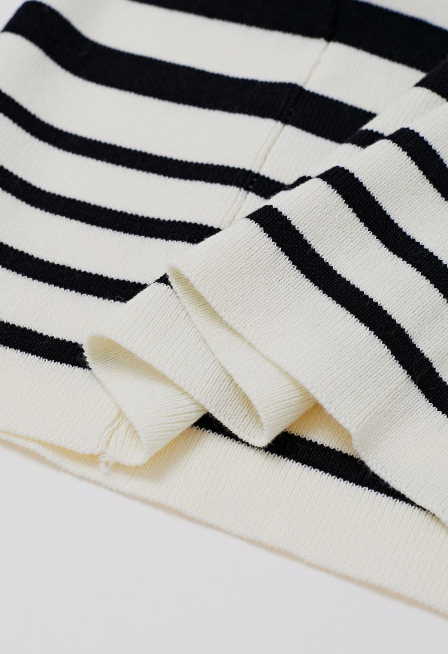Contrast Stripe Button Trim Knit Cami Top