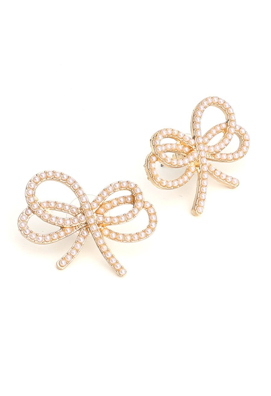 Full Pearl Bowknot Earrings