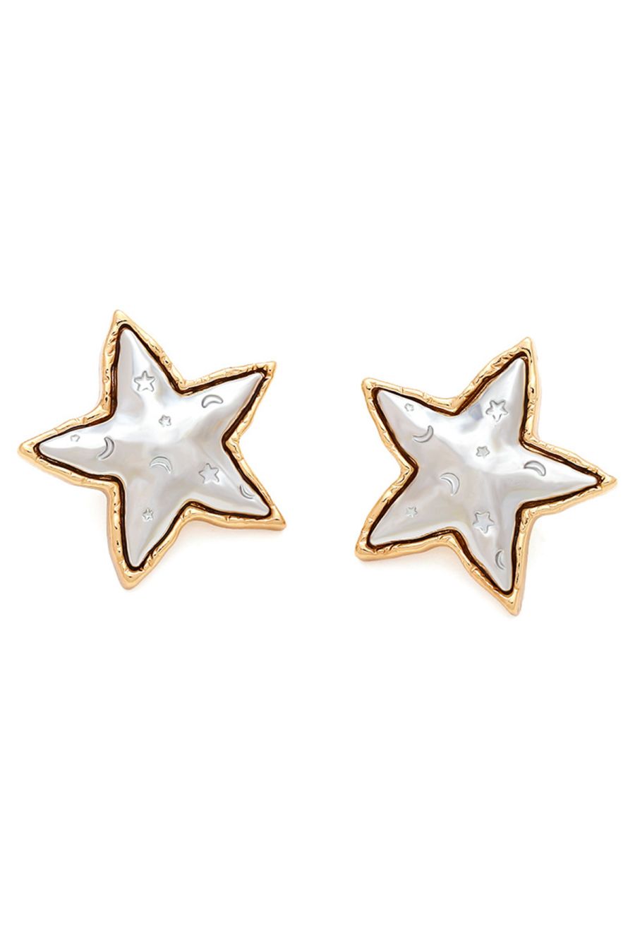 Stary Embossed Texture Earrings