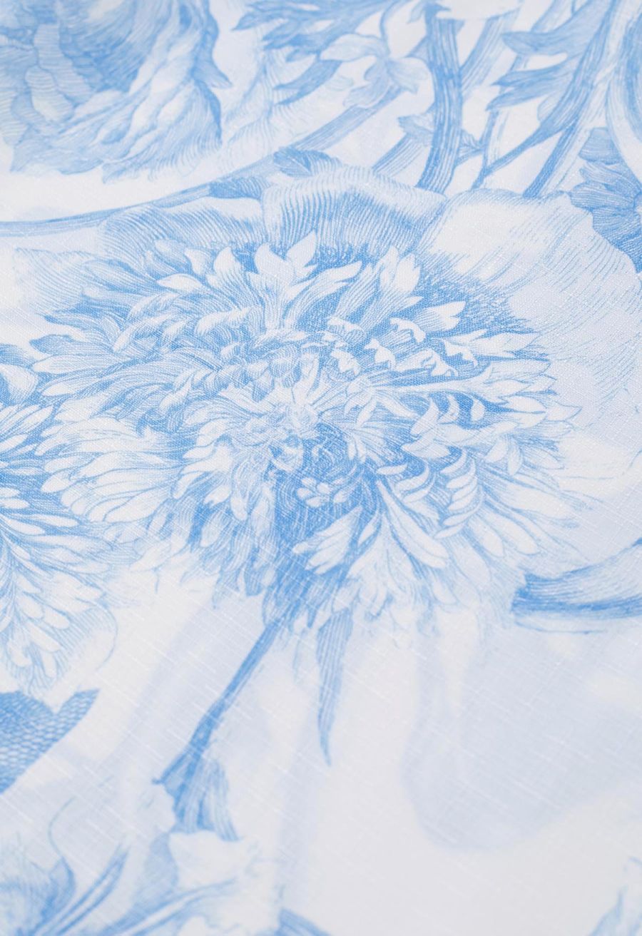 Blue Bouquet Printed Wide-Leg Pants