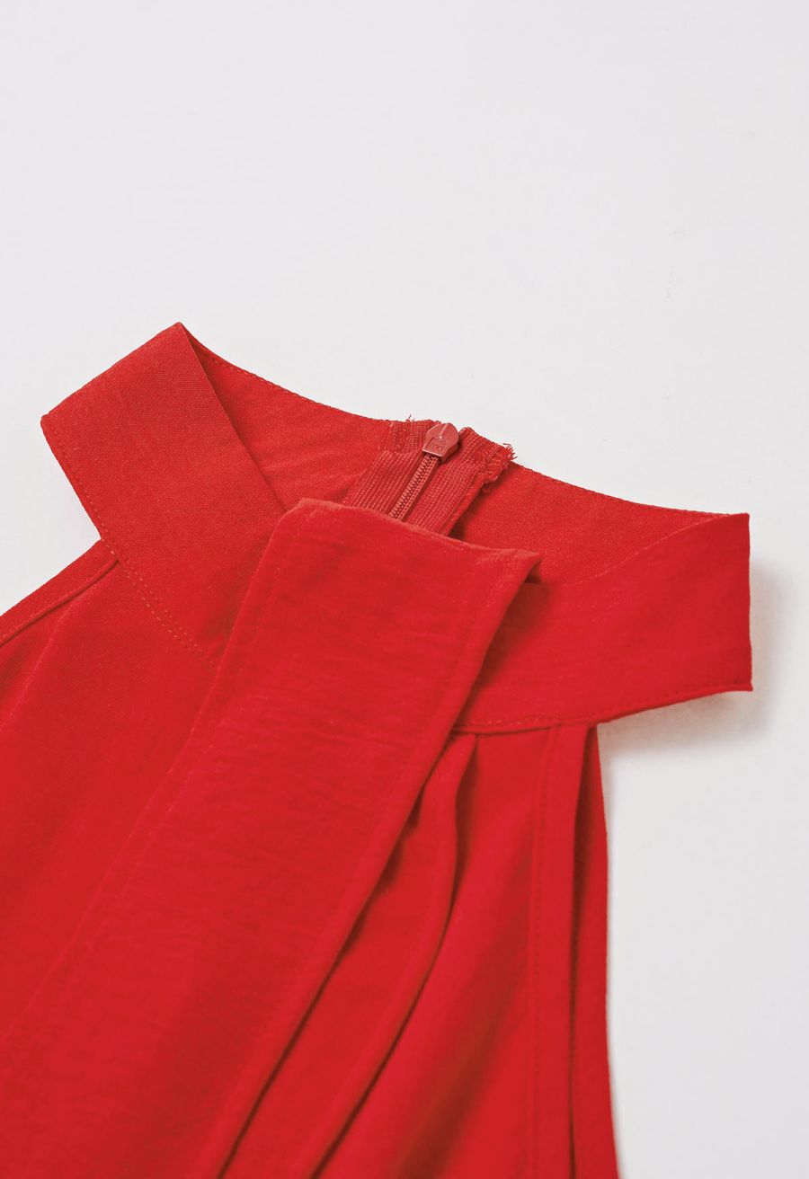 Sleek Bowknot Halter Neck Jumpsuit in Orange