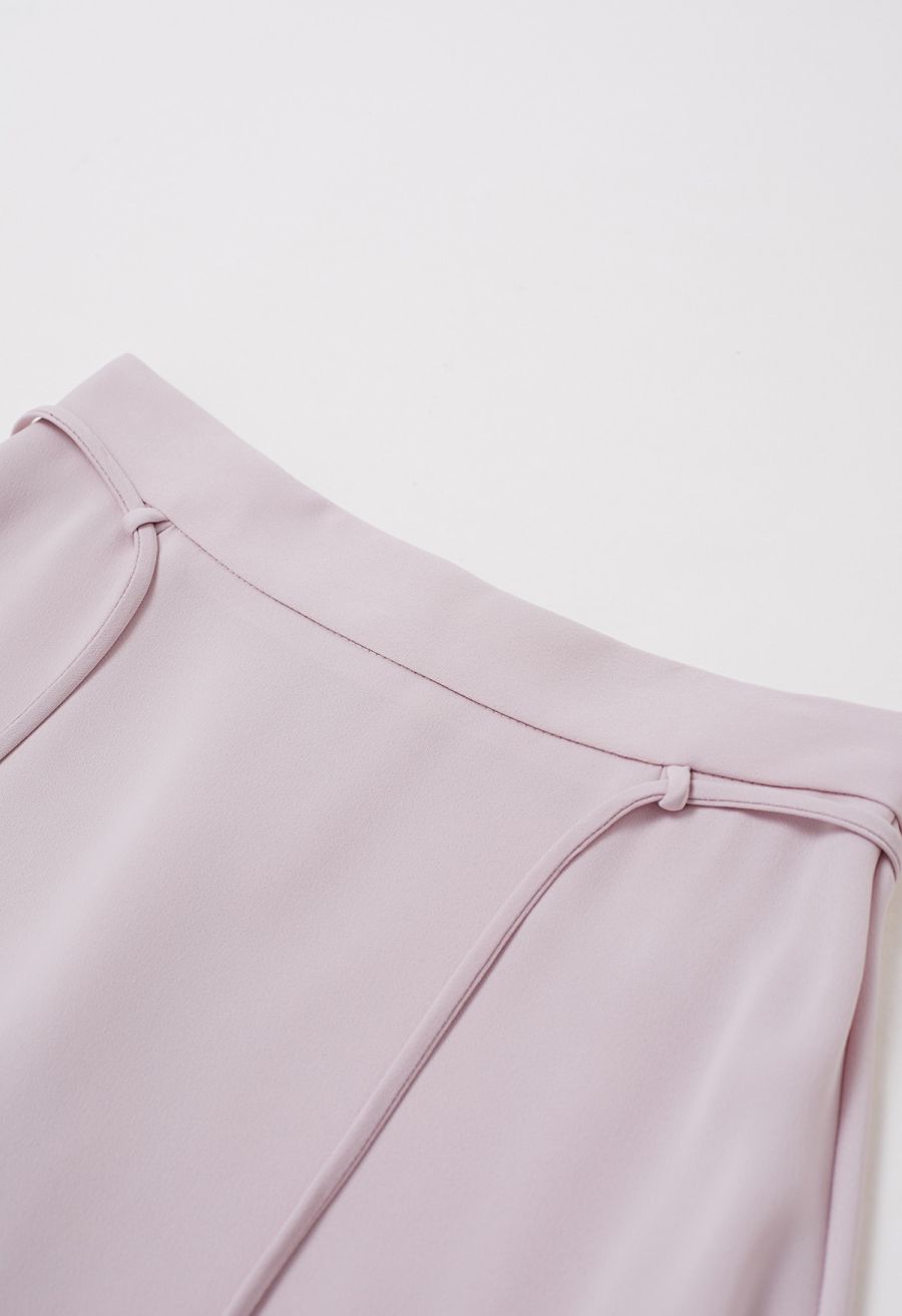 Glam Tie-Waist Midi Skirt in Pink