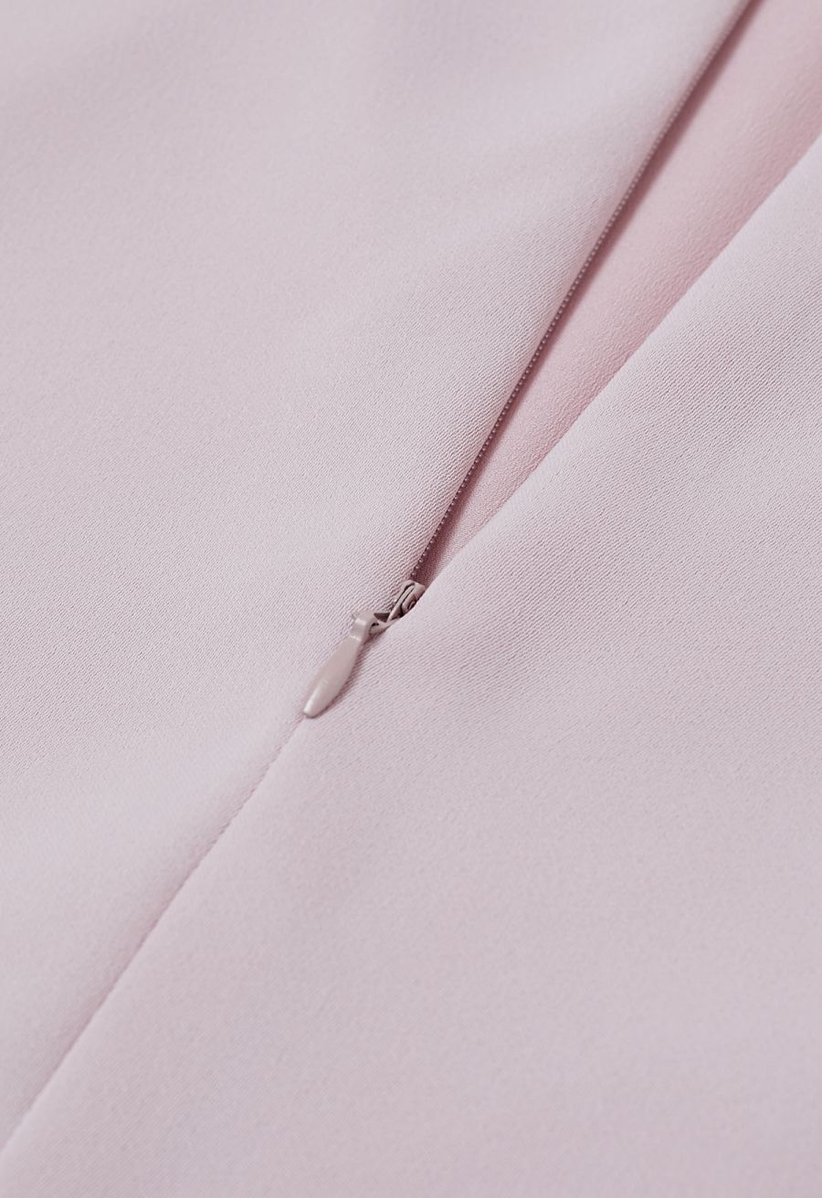 Glam Tie-Waist Midi Skirt in Pink