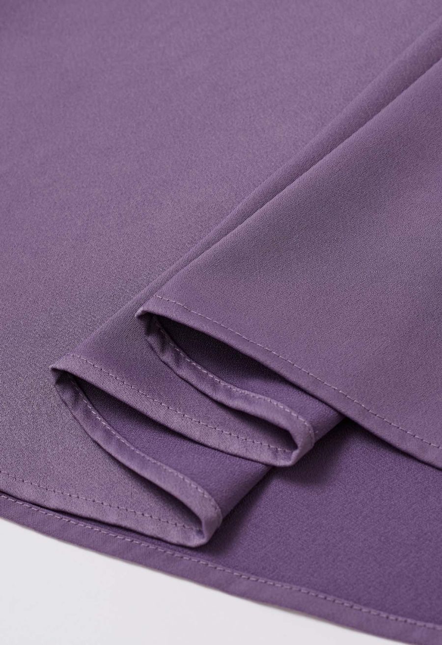 Glam Tie-Waist Midi Skirt in Purple
