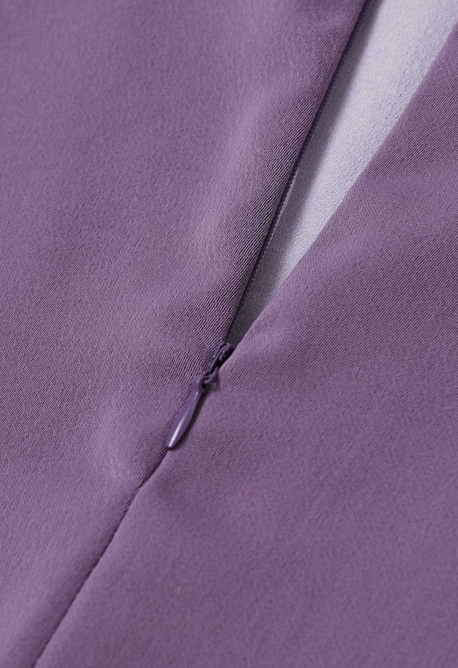 Glam Tie-Waist Midi Skirt in Purple