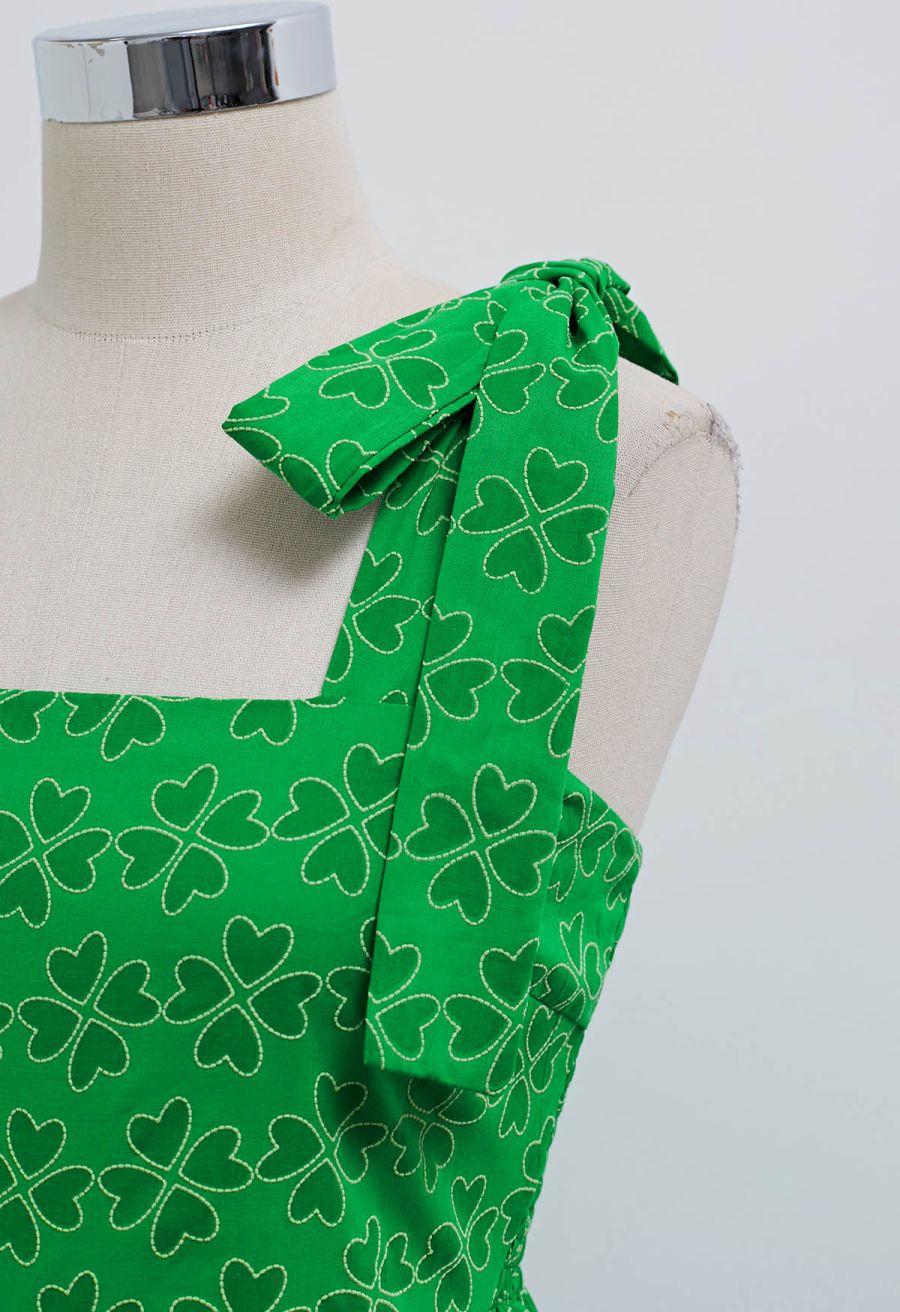 Four-Leaf Clover Tie-Strap Maxi Dress