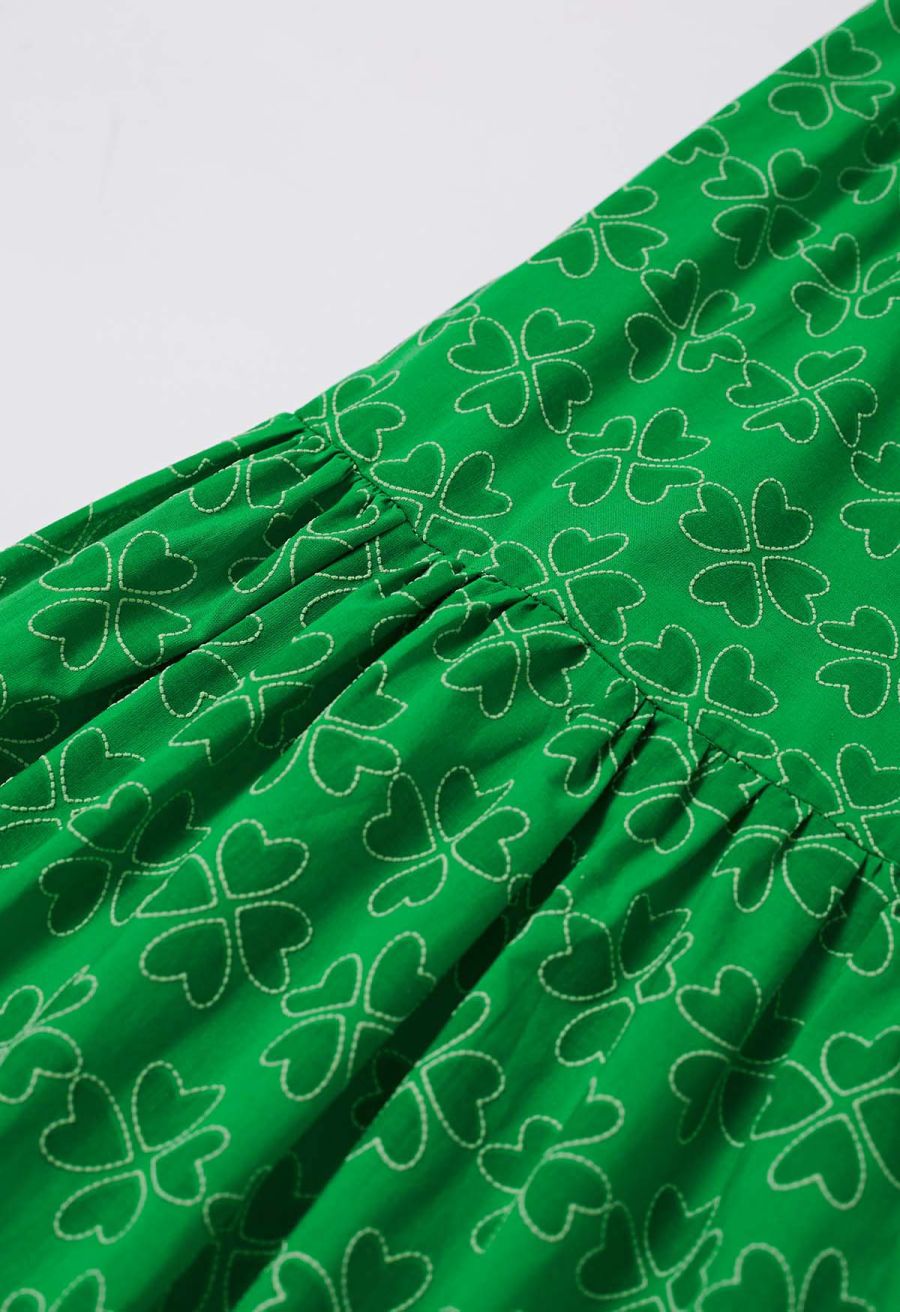 Four-Leaf Clover Tie-Strap Maxi Dress