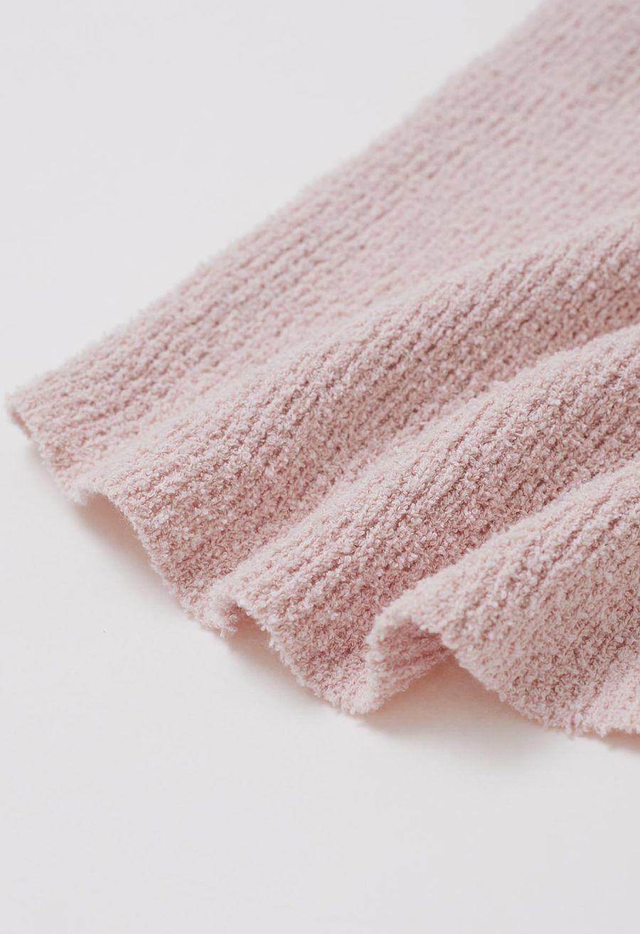 Solid Cropped Knit Tank Top in Pink