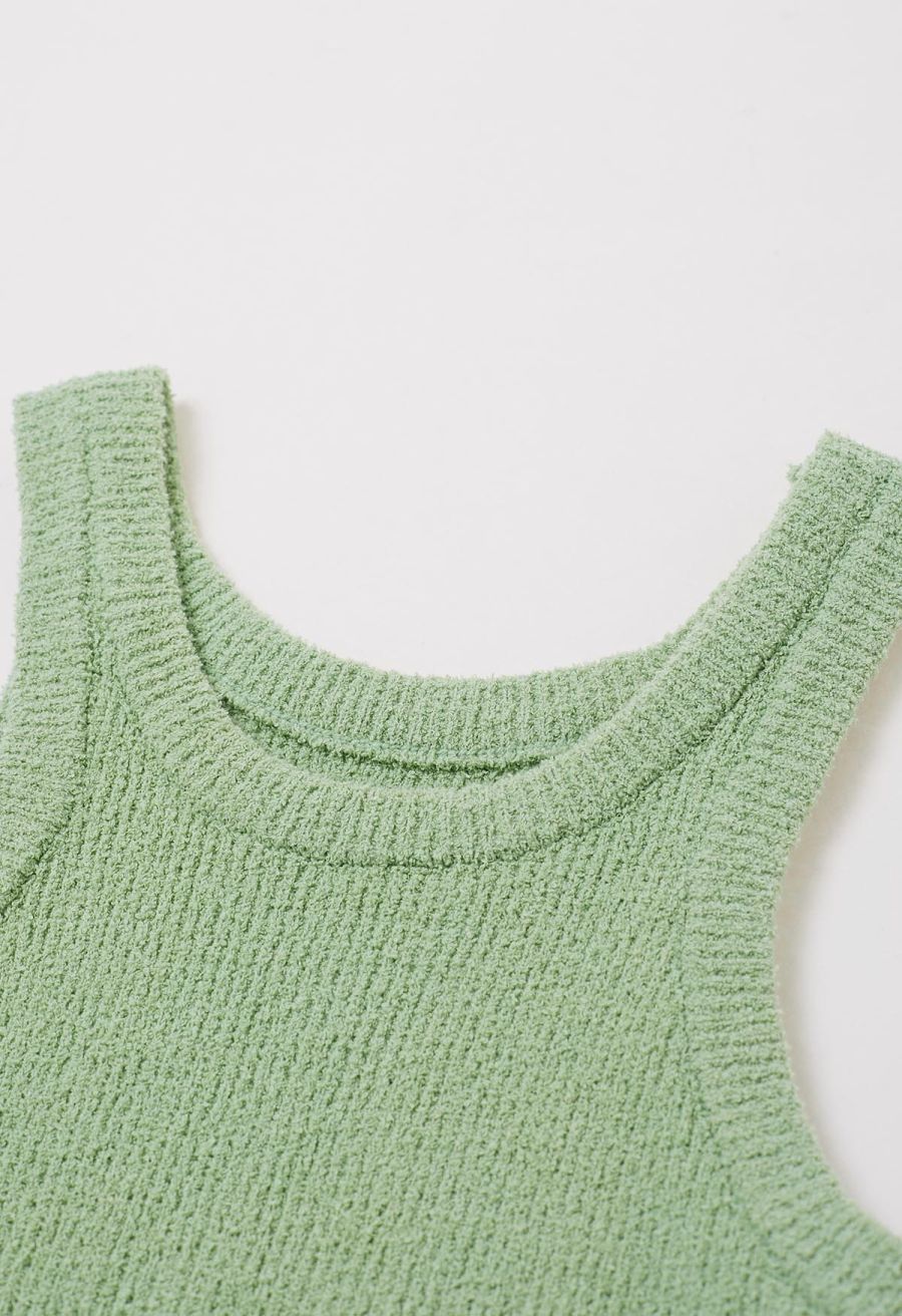 Solid Cropped Knit Tank Top in Pistachio
