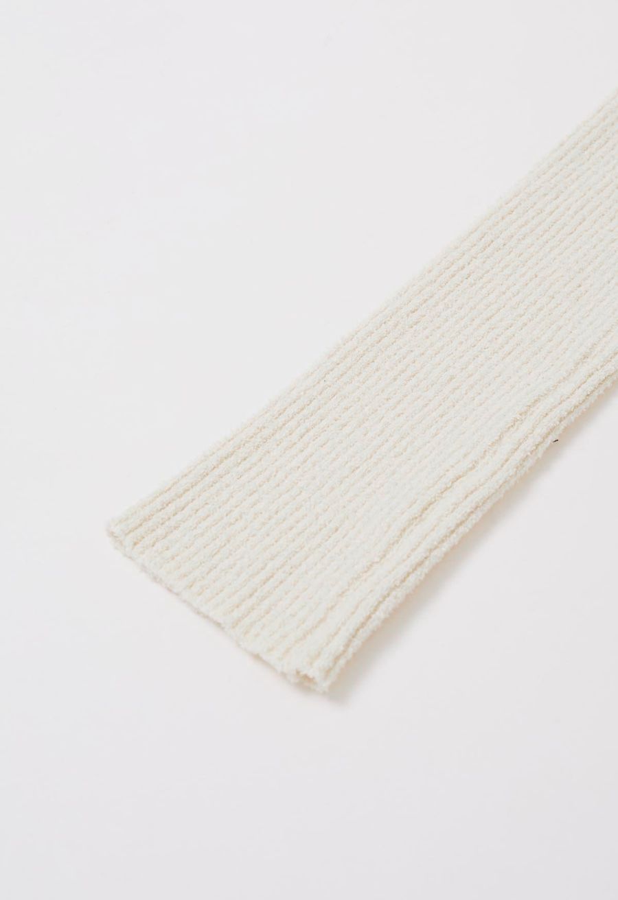 Hook Fastening Ribbed Knit Cardigan in Cream