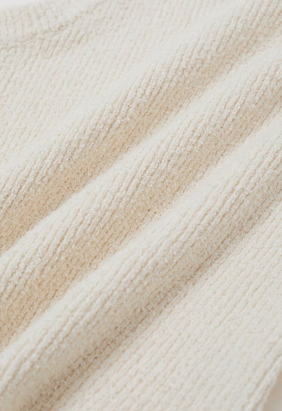 Solid Cropped Knit Tank Top in Cream