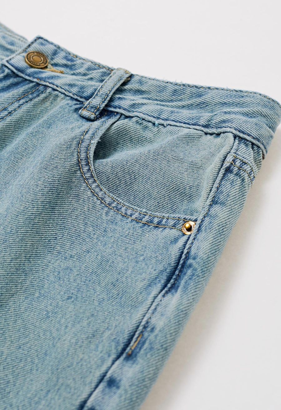 Tie-Dye Hemline Straight-Leg Jeans