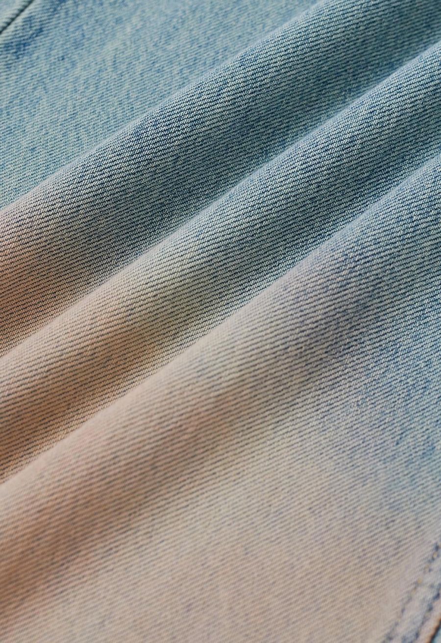 Tie-Dye Hemline Straight-Leg Jeans