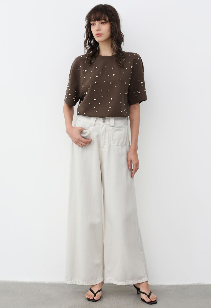Vintage Charm Straight Leg Jeans in White