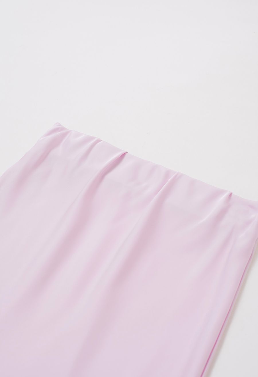 Satin Finish Mermaid Maxi Skirt in Pink