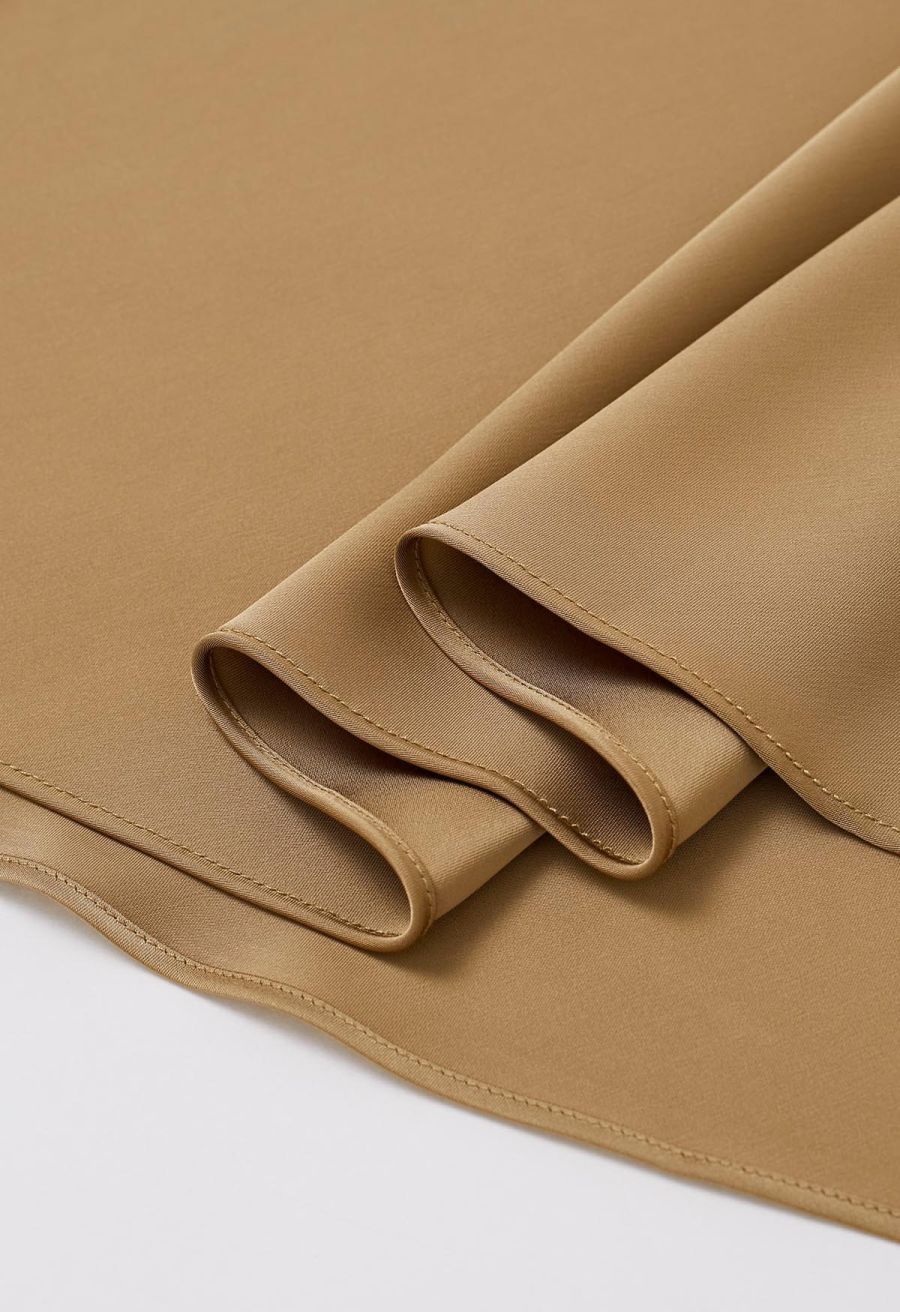Satin Finish Mermaid Maxi Skirt in Gold