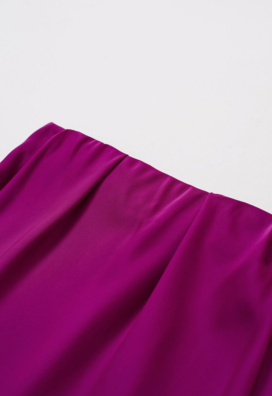 Satin Finish Mermaid Maxi Skirt in Magenta