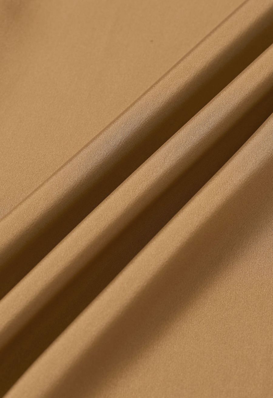 Satin Finish Pull-On Pants in Tan