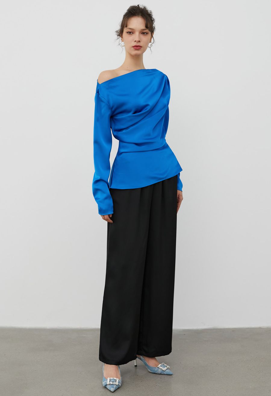 Satin Finish Pull-On Pants in Black