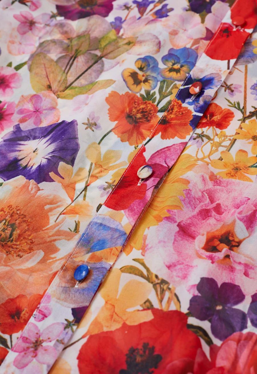 Garden Symphony Tie Waist Chiffon Dress