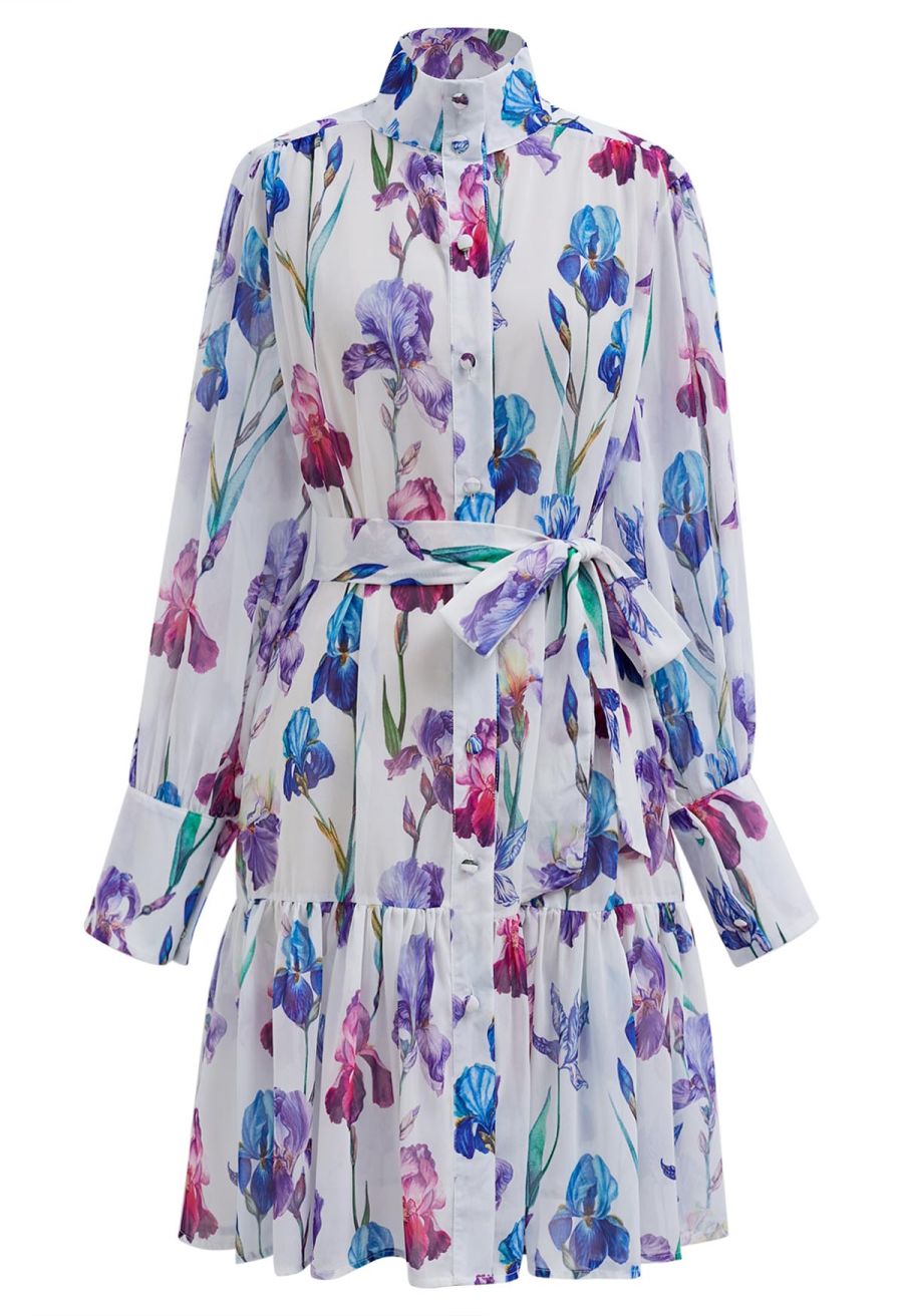 Serenity Bloom Tie Waist Chiffon Dress