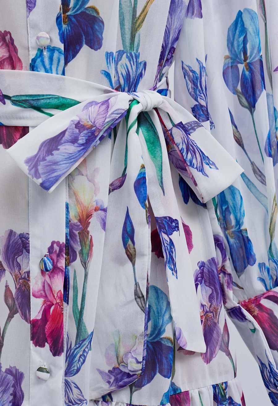 Serenity Bloom Tie Waist Chiffon Dress
