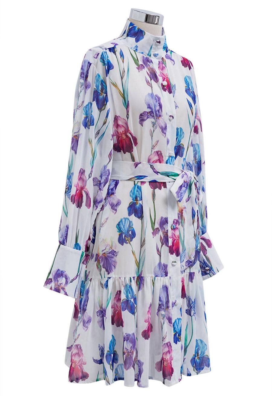 Serenity Bloom Tie Waist Chiffon Dress