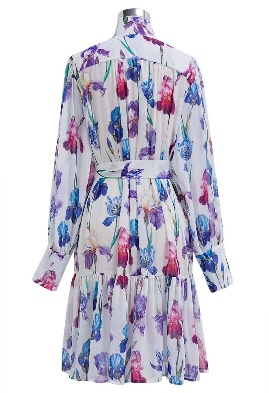 Serenity Bloom Tie Waist Chiffon Dress