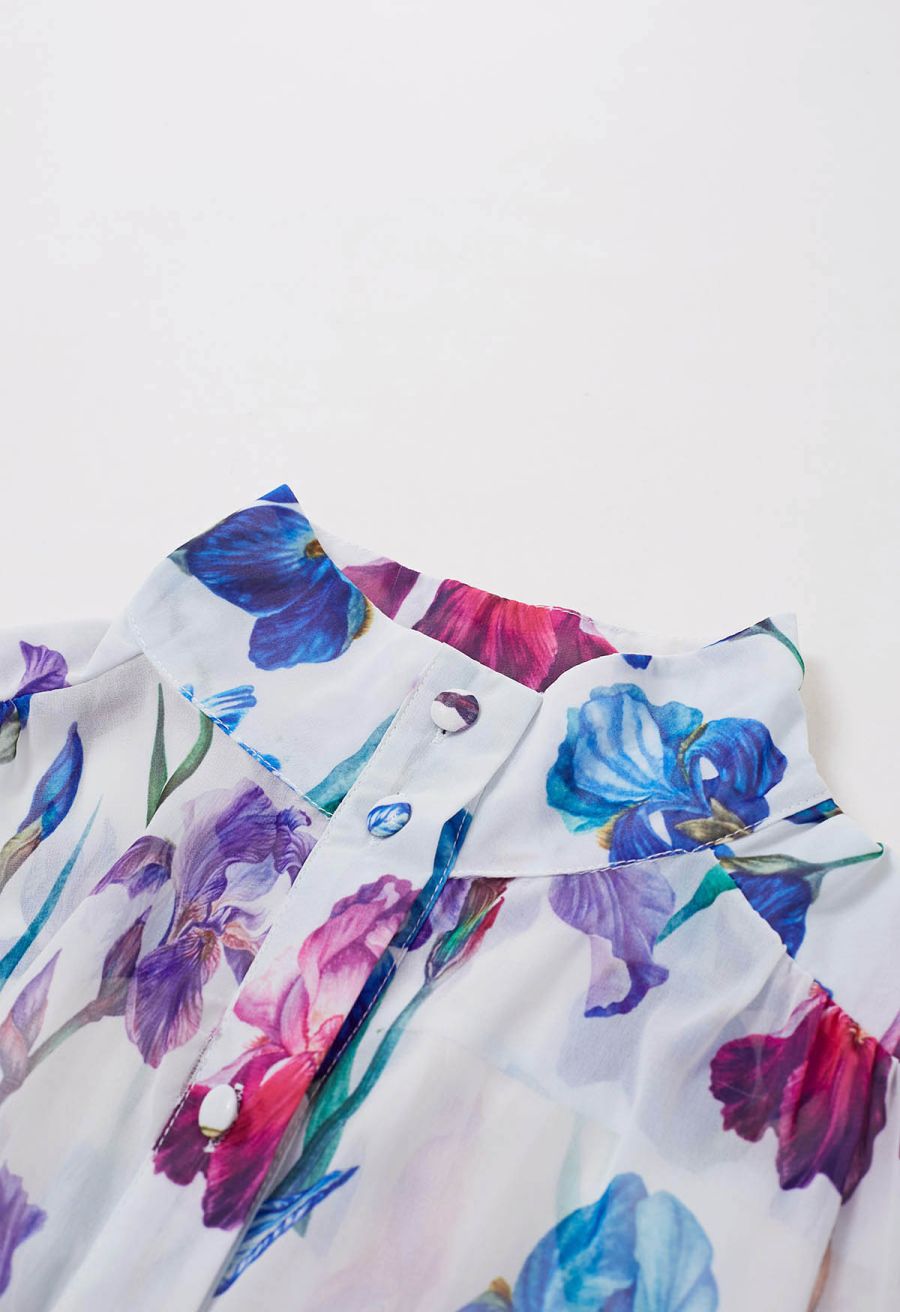 Serenity Bloom Tie Waist Chiffon Dress