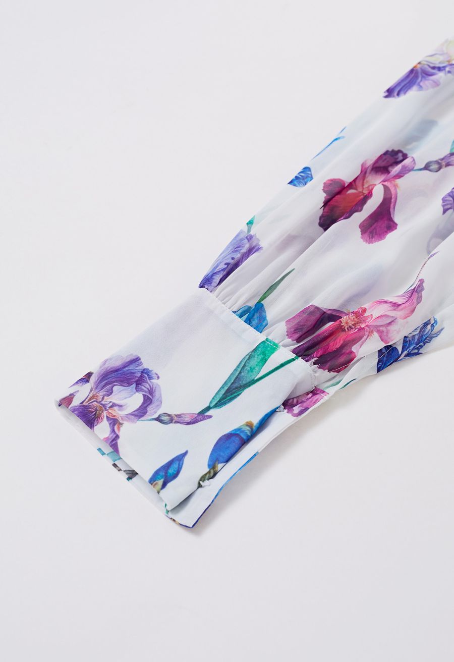 Serenity Bloom Tie Waist Chiffon Dress