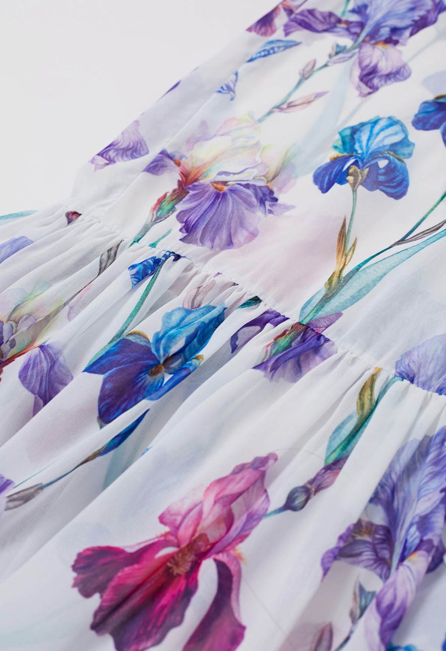 Serenity Bloom Tie Waist Chiffon Dress