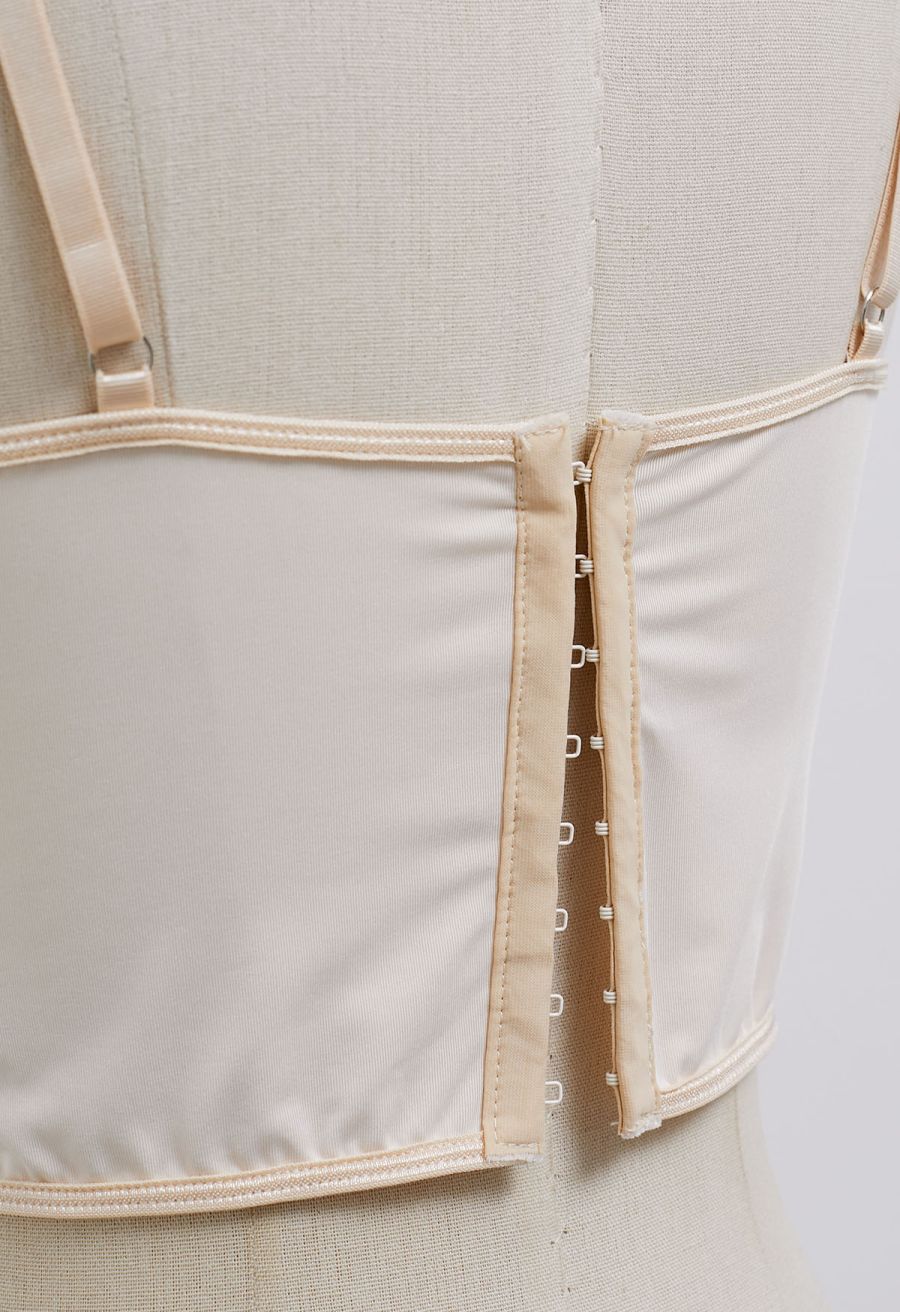 Pearl Floret Embroidered Mesh Bustier Top
