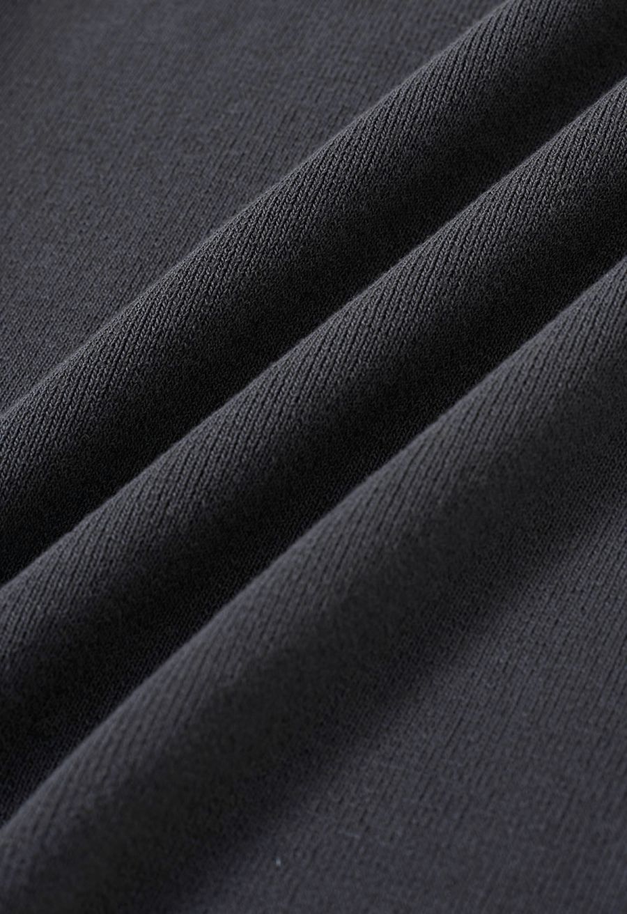 Choker Neck Cap Sleeve Knit Top in Smoke