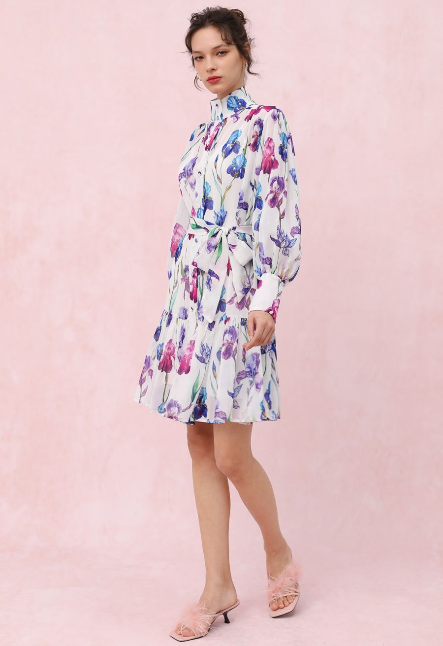 Serenity Bloom Tie Waist Chiffon Dress