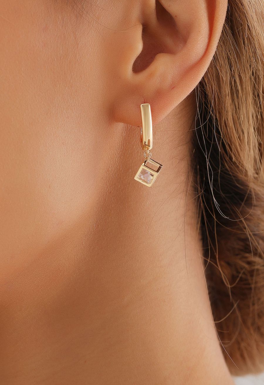 Hollow Out Cube Dangle Earrings