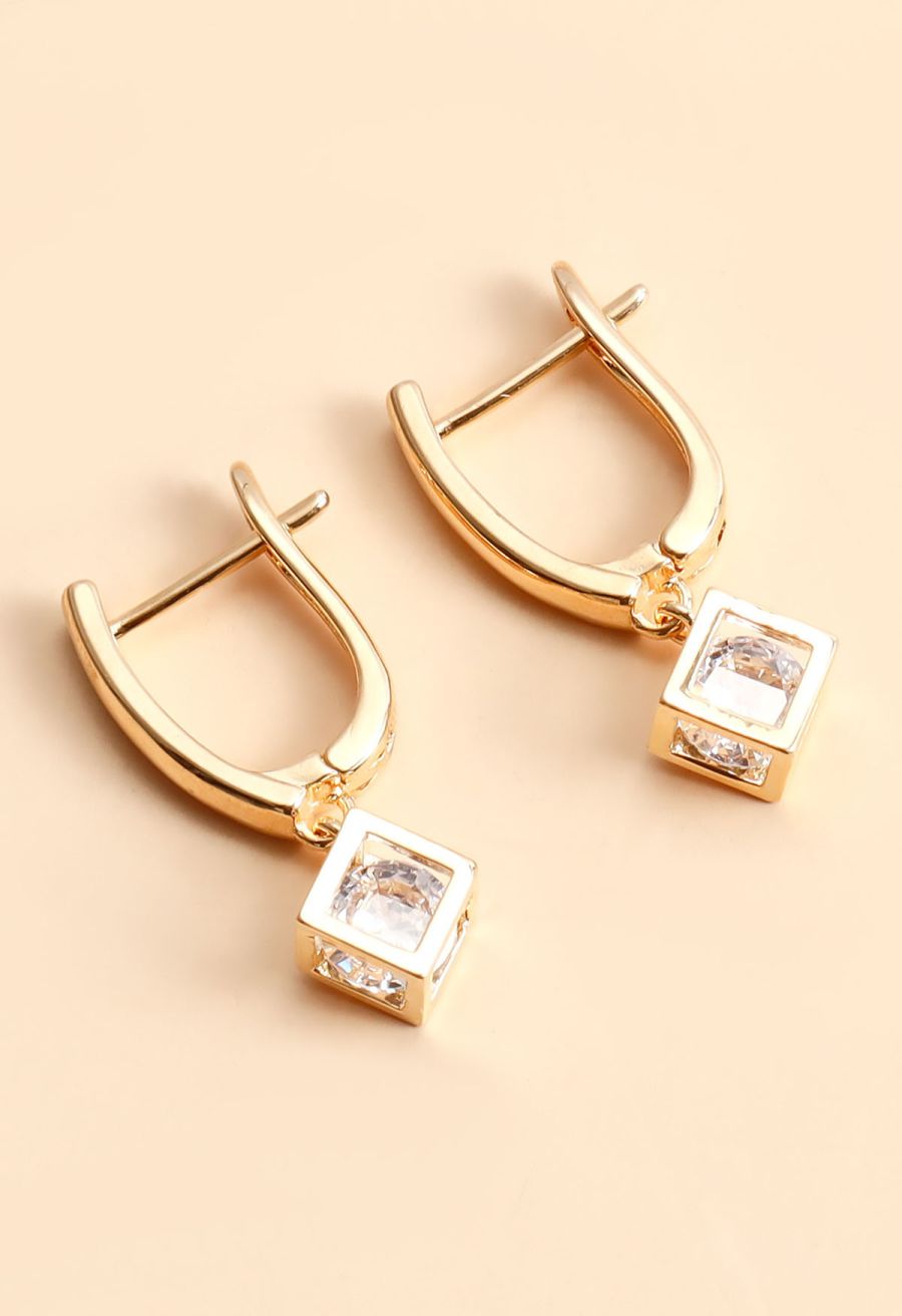 Hollow Out Cube Dangle Earrings