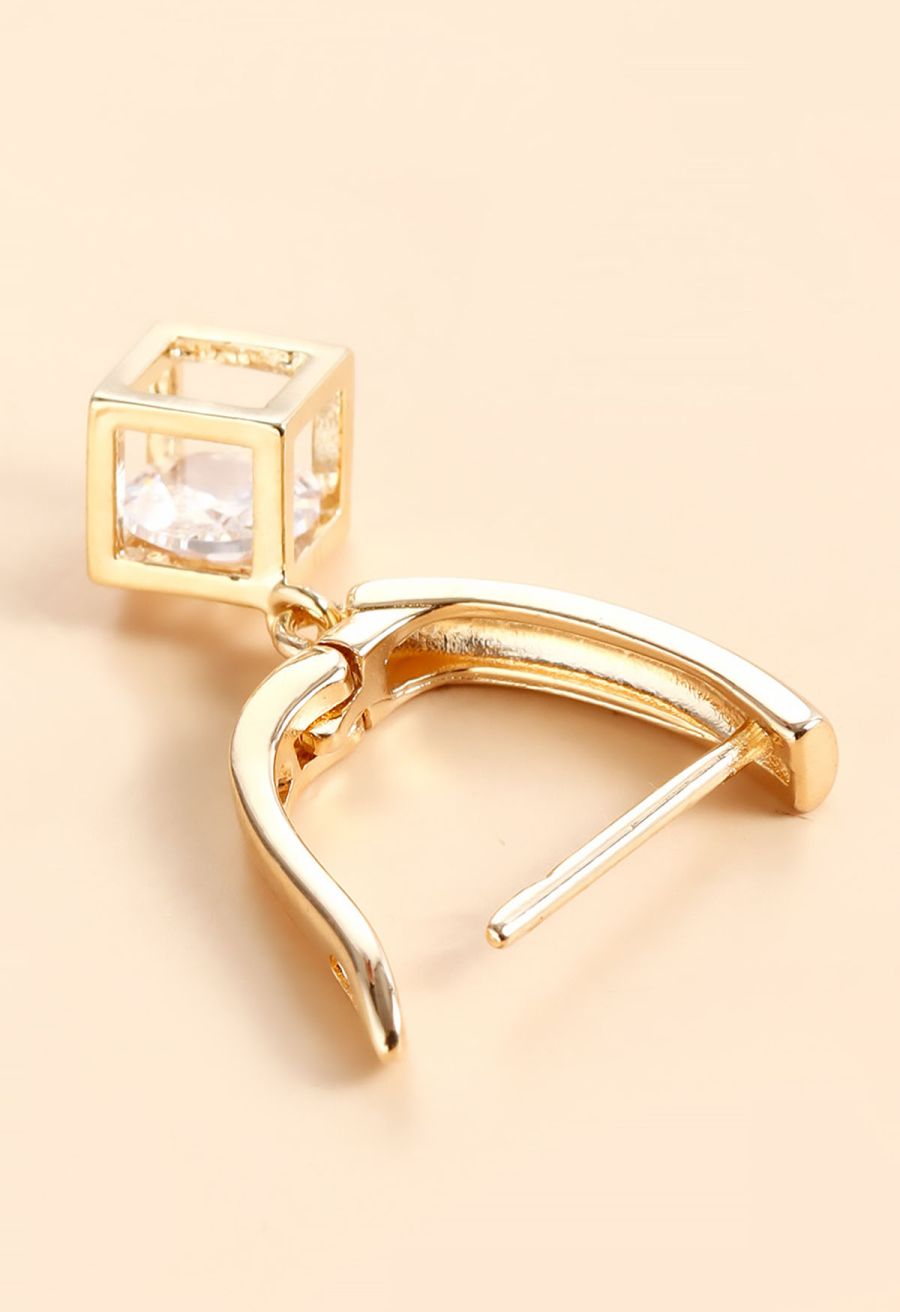 Hollow Out Cube Dangle Earrings