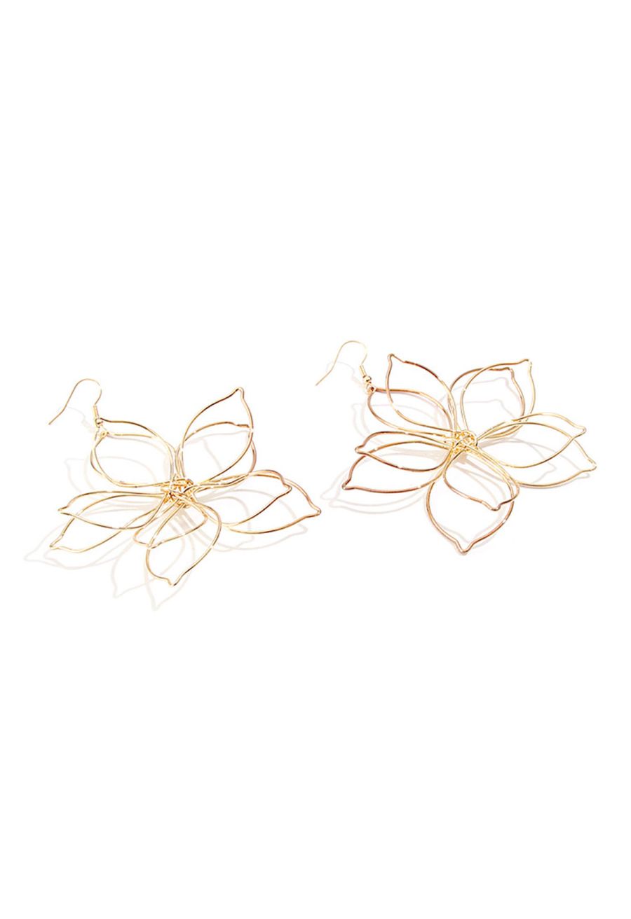 Metal Flower-Shaped Hook Earrings