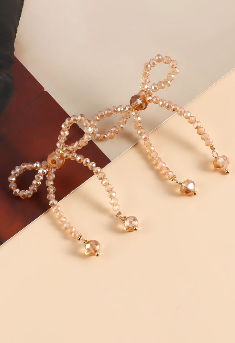 Beaded Bowknot-Shaped Earrings