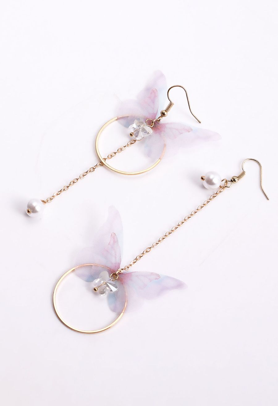 Fluttering Butterfly Dangle Earrings