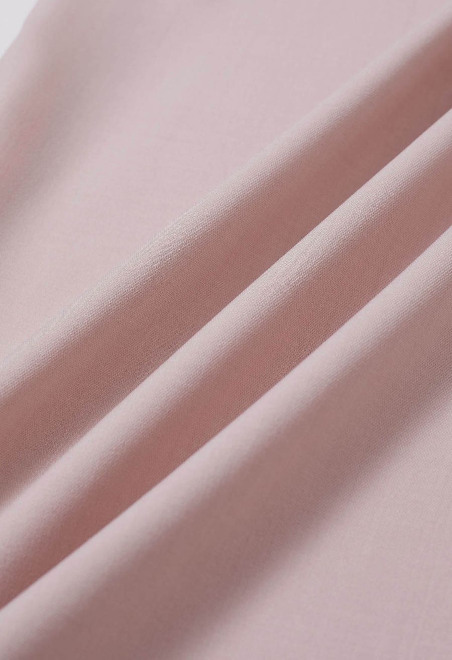 Ruched High Waist Pleated Wide-Leg Pants in Pink