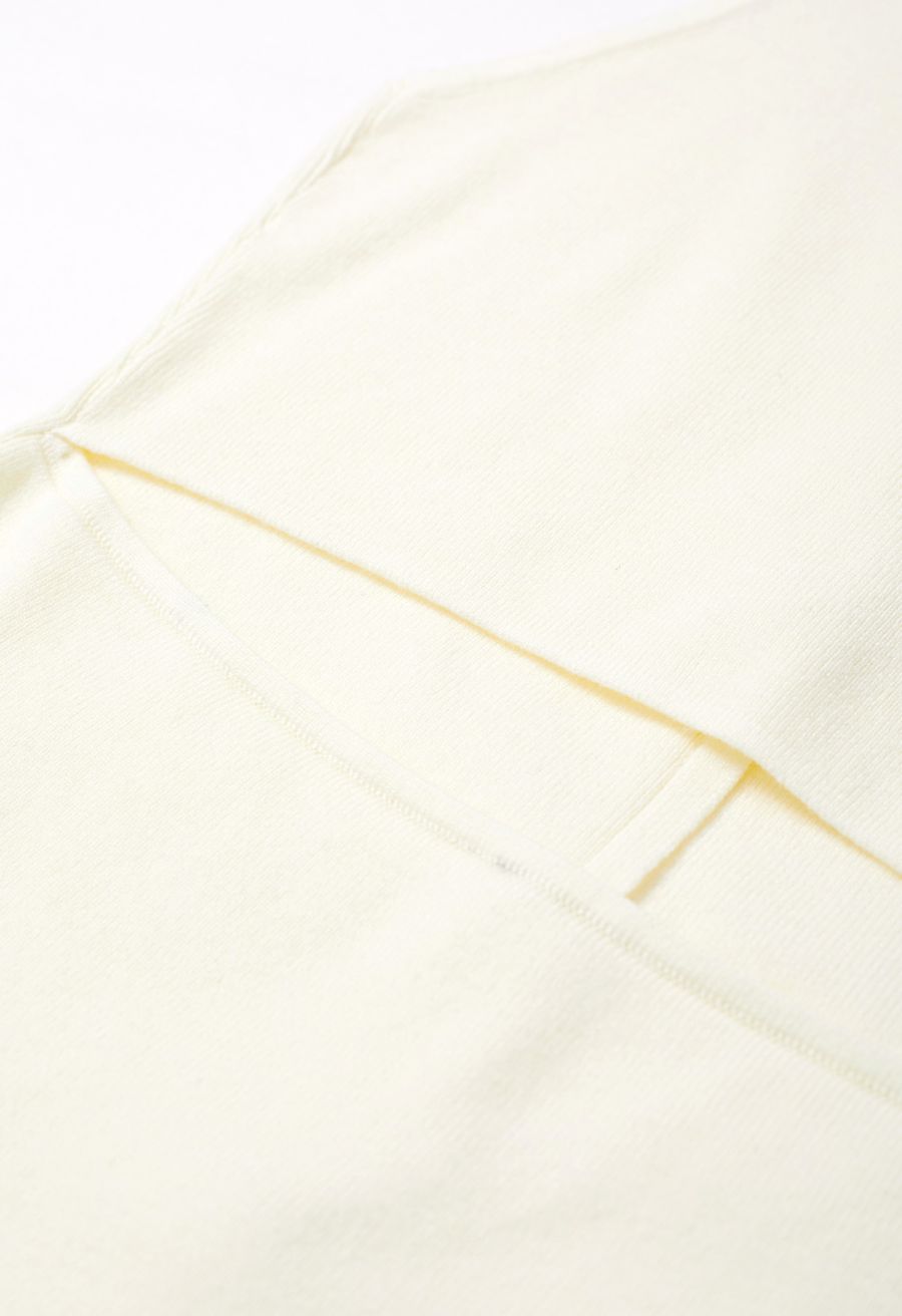 Cutout Back Buttoned Sleeveless Knit Top in White