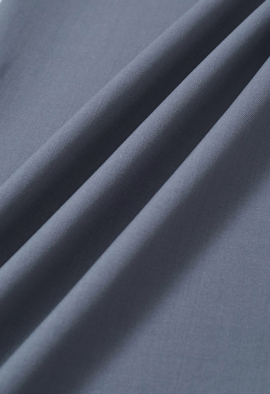 Ruched High Waist Pleated Wide-Leg Pants in Dusty Blue