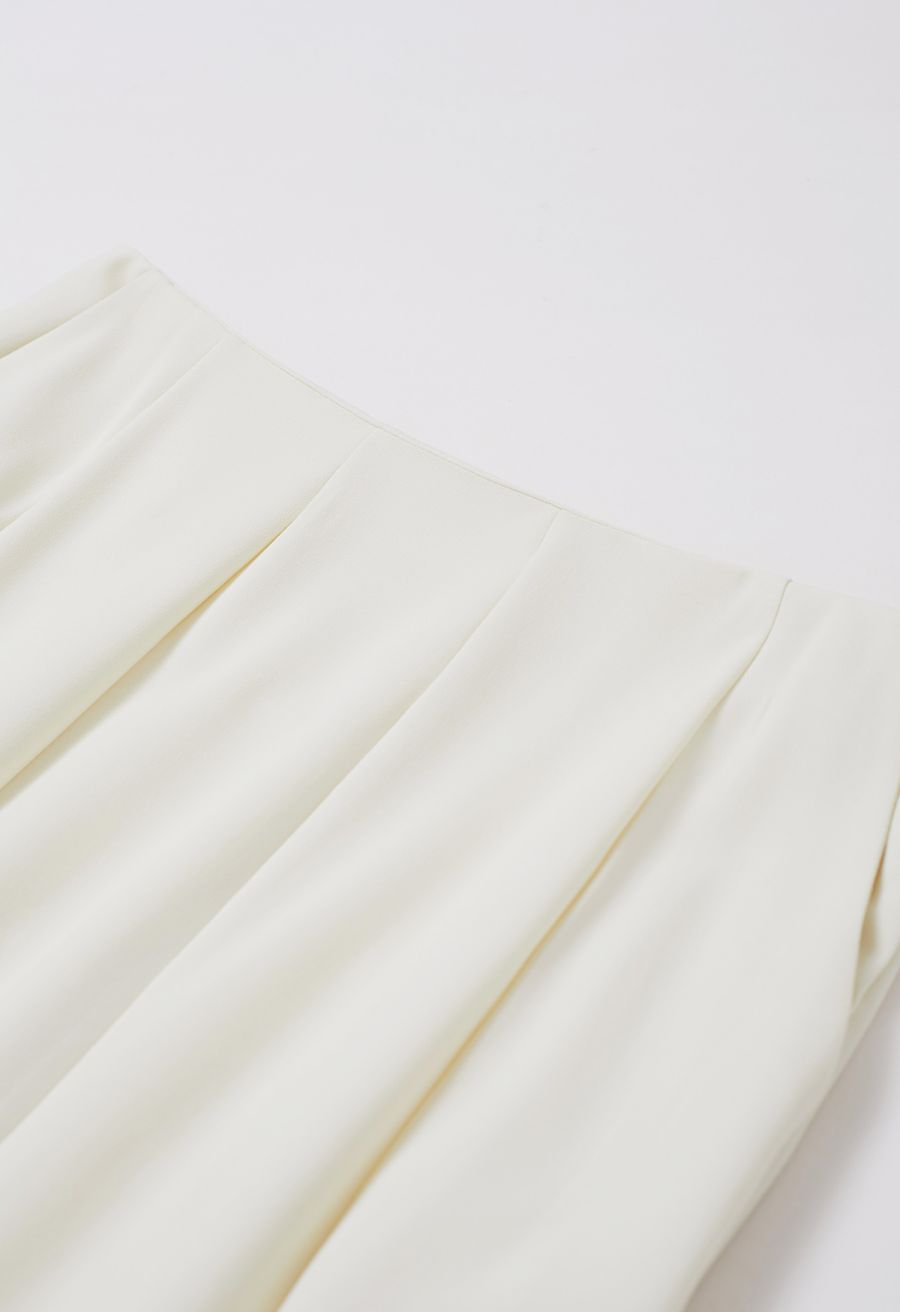 Seam Detailing Mermaid Maxi Skirt in Cream