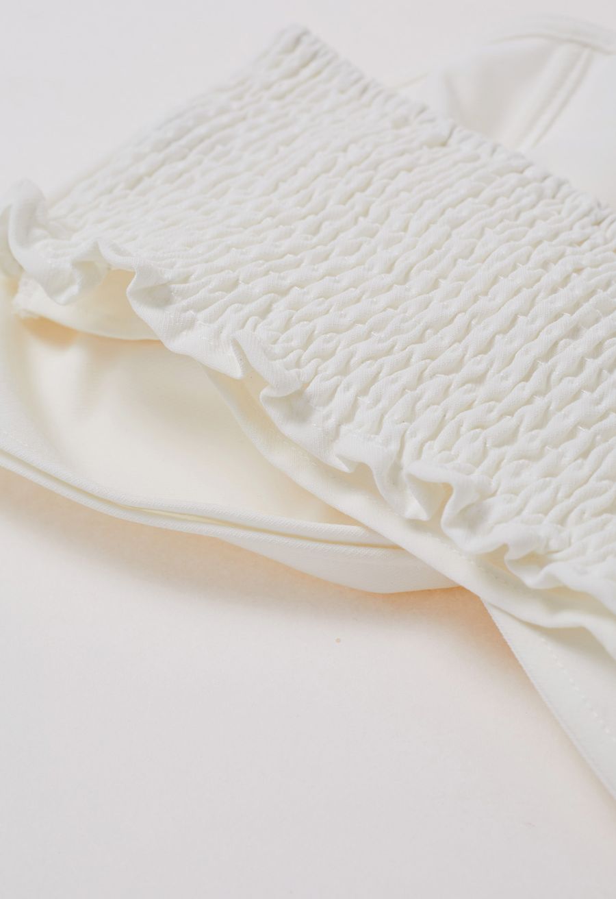 Knotted Front Bustier Crop Top in White